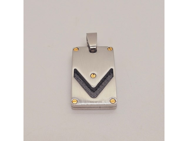 Heren dogtag pendant - goldplated santos model black carbon - afbeelding 2 van  3