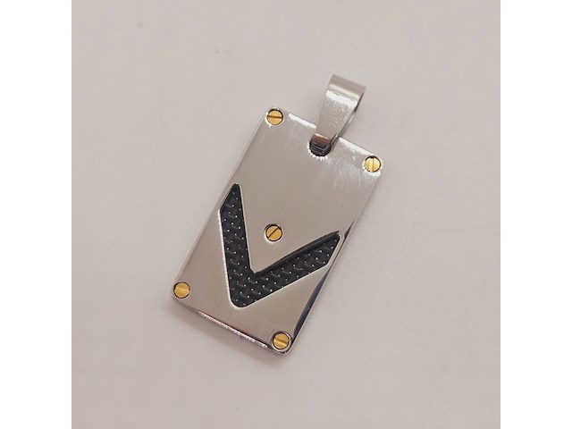 Heren dogtag pendant - goldplated santos model black carbon - afbeelding 3 van  3