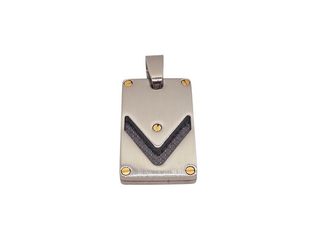 Heren dogtag pendant - goldplated santos model black carbon - afbeelding 3 van  3
