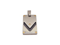 Heren dogtag pendant - goldplated santos model black carbon - afbeelding 3 van  3