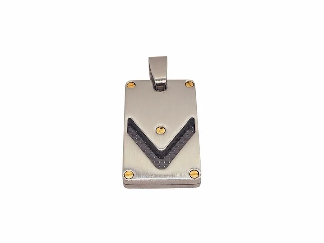 Heren dogtag pendant - goldplated santos model black carbon - afbeelding 3 van  3