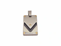 Heren dogtag pendant - goldplated santos model black carbon - afbeelding 3 van  3