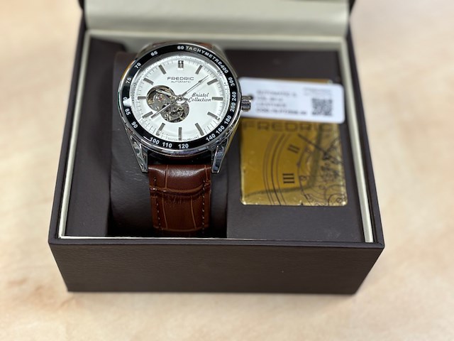 Heren horloge fredric automatic, bristol collection, bruin/ zilver - afbeelding 2 van  5