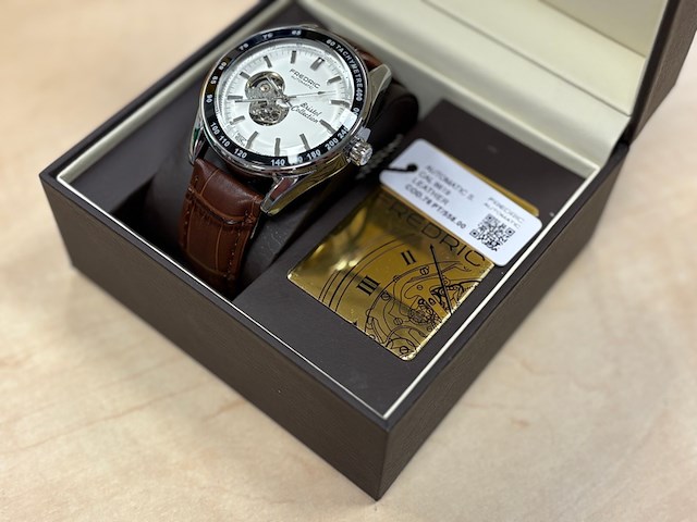 Heren horloge fredric automatic, bristol collection, bruin/ zilver - afbeelding 4 van  5
