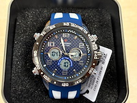 Heren horloge fredric electrochron, dual time, blauw - afbeelding 2 van  4