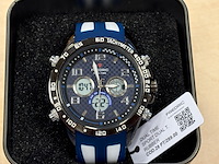 Heren horloge fredric electrochron, dual time, blauw - afbeelding 3 van  4