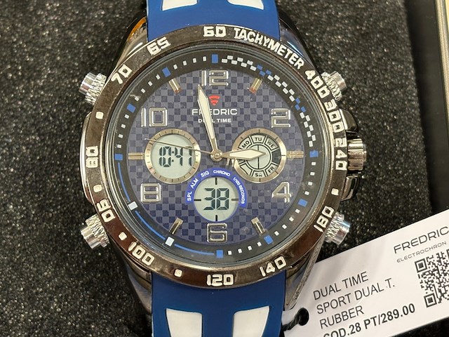Heren horloge fredric electrochron, dual time, blauw - afbeelding 4 van  4