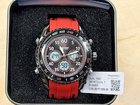 Heren horloge fredric electrochron, dual time, rood - afbeelding 2 van  4