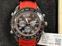 Heren horloge fredric electrochron, dual time, rood - afbeelding 3 van  4