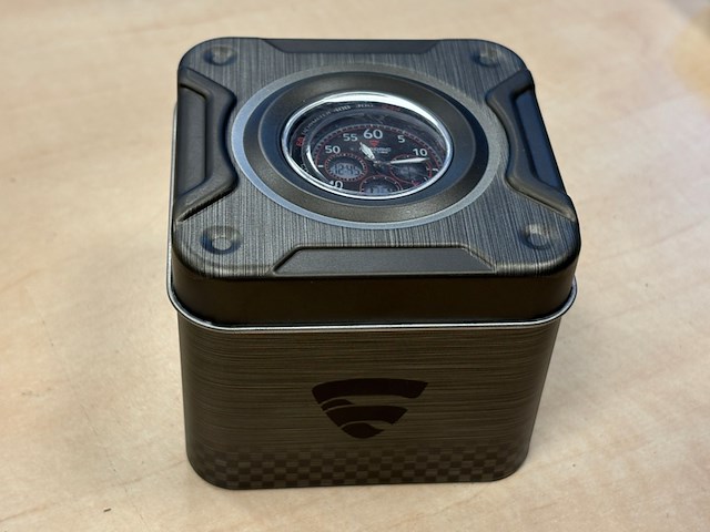 Heren horloge fredric electrochron, dual time, rood - afbeelding 4 van  4