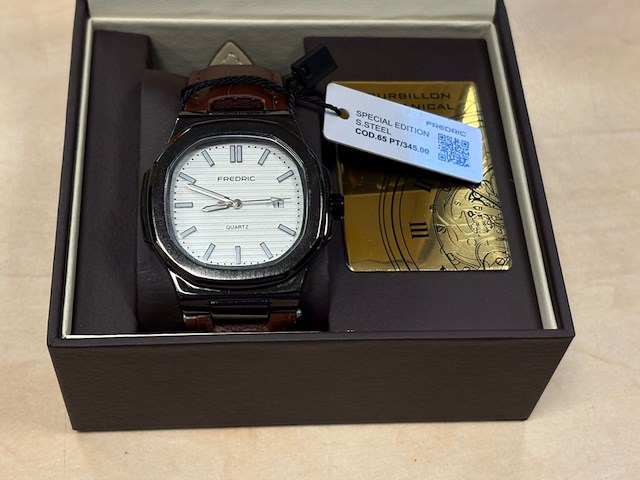 Heren horloge fredric, quartz, bruin/zilver - afbeelding 2 van  5
