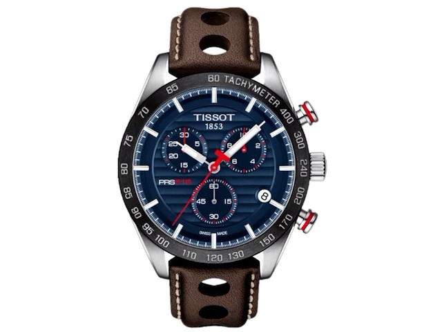 Heren horloge tissot, prs 516 chronograph, brown & blue - afbeelding 1 van  1