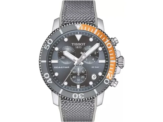 Heren horloge tissot, seastar 1000, lightblue & orange - afbeelding 1 van  1