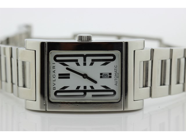 Heren polshorloge, bvlgari, rettangolo, witte wijzerplaat, ca 2000 - afbeelding 9 van  9