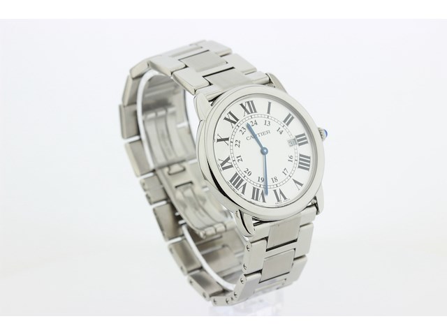 Heren polshorloge, cartier, ronde solo de cartier, witte wijzerplaat, ca. 2015 - afbeelding 1 van  11