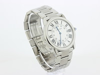 Heren polshorloge, cartier, ronde solo de cartier, witte wijzerplaat, ca. 2015