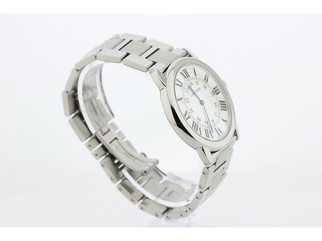 Heren polshorloge, cartier, ronde solo de cartier, witte wijzerplaat, ca. 2015 - afbeelding 2 van  11