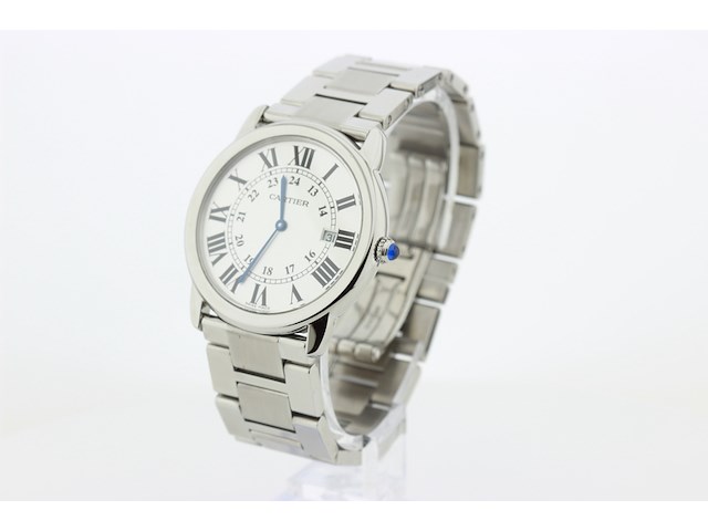 Heren polshorloge, cartier, ronde solo de cartier, witte wijzerplaat, ca. 2015 - afbeelding 3 van  11