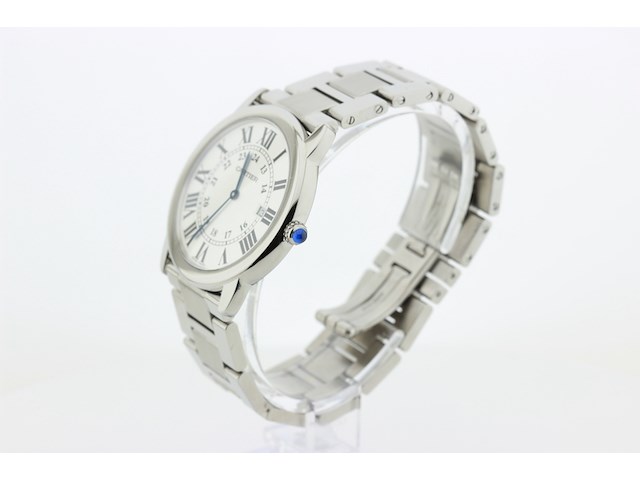 Heren polshorloge, cartier, ronde solo de cartier, witte wijzerplaat, ca. 2015 - afbeelding 4 van  11