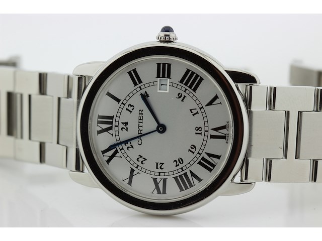 Heren polshorloge, cartier, ronde solo de cartier, witte wijzerplaat, ca. 2015 - afbeelding 9 van  11