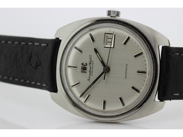 Heren polshorloge, iwc, vintage model, grijze wijzerplaat, 60er jaren - afbeelding 9 van  9