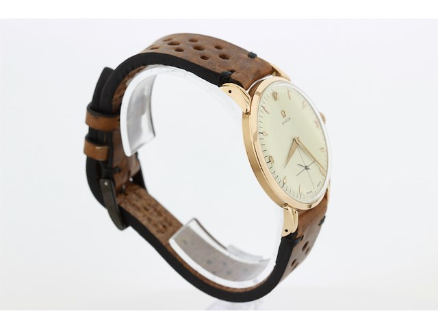 Heren polshorloge, omega, vintage model, crème wijzerplaat, 40 er jaren - afbeelding 3 van  8