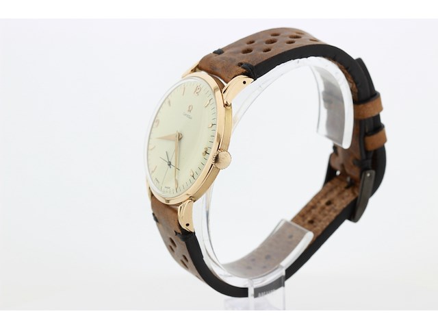 Heren polshorloge, omega, vintage model, crème wijzerplaat, 40 er jaren - afbeelding 5 van  8