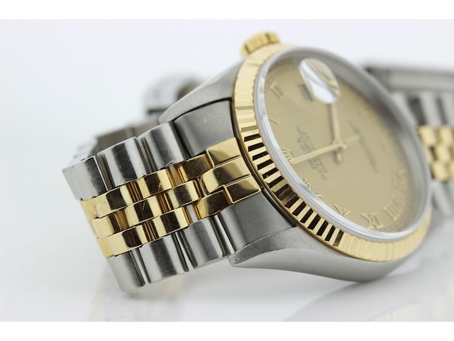 Heren polshorloge rolex, oyster perpetual datejust, champagne wijzerplaat, bouwjaar 1993 - afbeelding 4 van  13