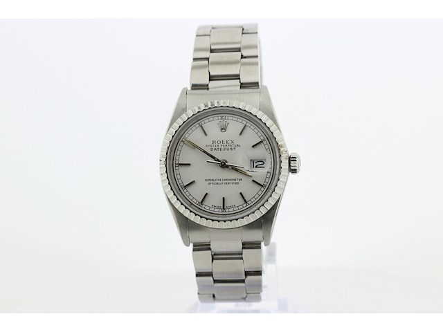 Heren polshorloge, rolex, oyster perpetual datejust, witte wijzerplaat, 1982 - afbeelding 1 van  9