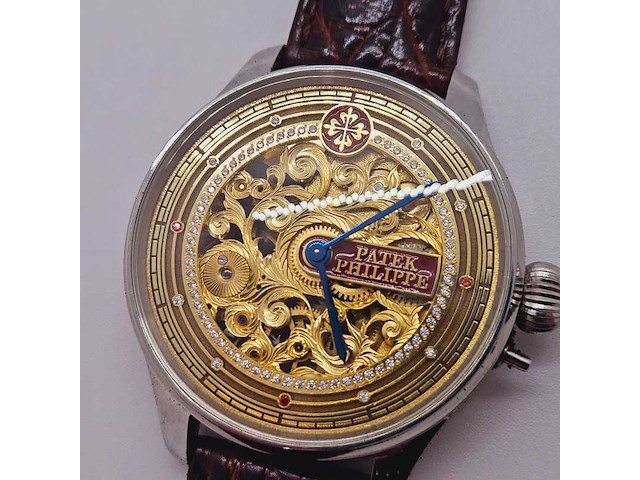 Herenhorloge - antiek patek phillipe uurwerk - horologisch kunstwerk - afbeelding 9 van  11