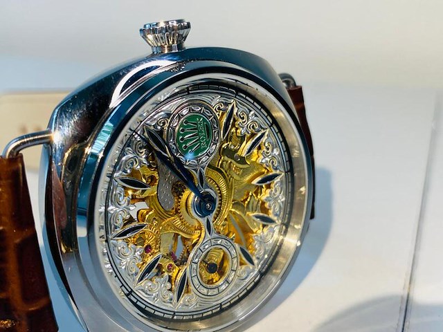 Herenhorloge - antiek rolex uurwerk - horologisch kunstwerk - afbeelding 4 van  7