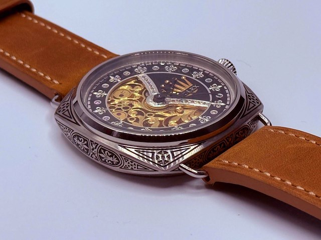 Herenhorloge - antiek rolex uurwerk - horologisch kunstwerk - afbeelding 1 van  8
