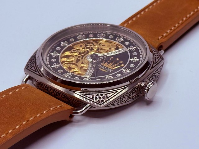 Herenhorloge - antiek rolex uurwerk - horologisch kunstwerk - afbeelding 3 van  8