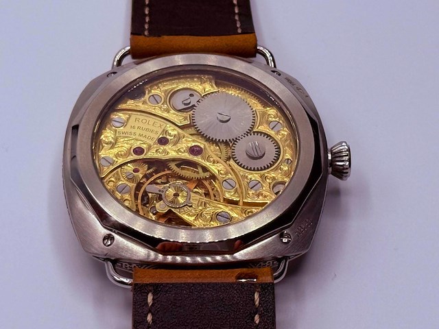 Herenhorloge - antiek rolex uurwerk - horologisch kunstwerk - afbeelding 6 van  8