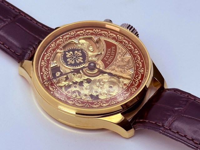 Herenhorloge - patek phillipe horlogisch kunstwerk - antiek zwitsers uurwerk - afbeelding 6 van  12