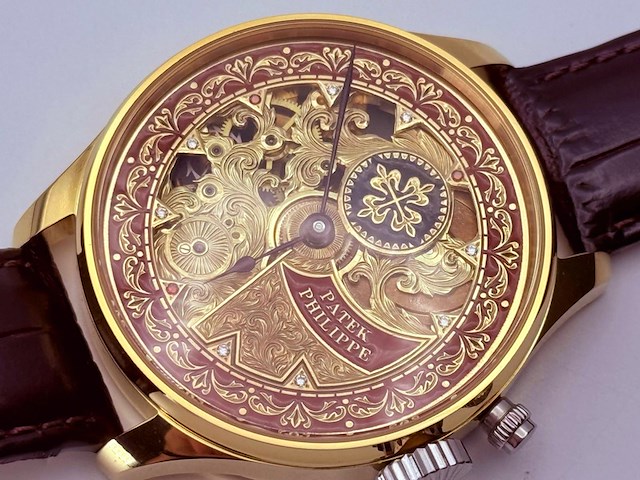 Herenhorloge - patek phillipe horlogisch kunstwerk - antiek zwitsers uurwerk - afbeelding 7 van  12