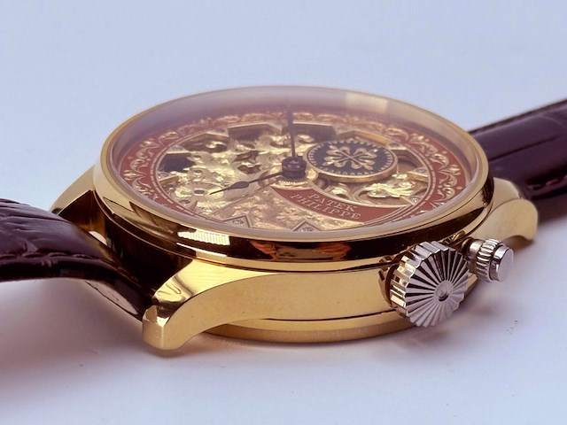Herenhorloge - patek phillipe horlogisch kunstwerk - antiek zwitsers uurwerk - afbeelding 8 van  12