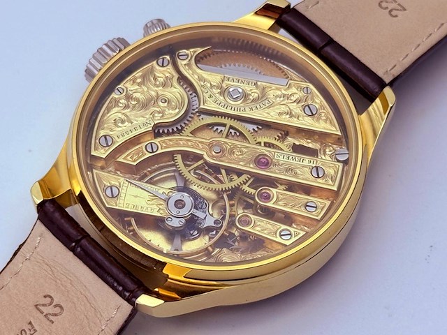 Herenhorloge - patek phillipe horlogisch kunstwerk - antiek zwitsers uurwerk - afbeelding 10 van  12
