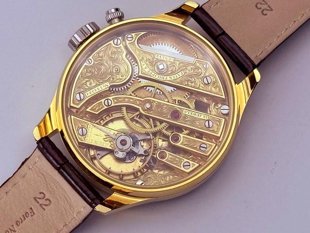 Herenhorloge - patek phillipe horlogisch kunstwerk - antiek zwitsers uurwerk - afbeelding 11 van  12