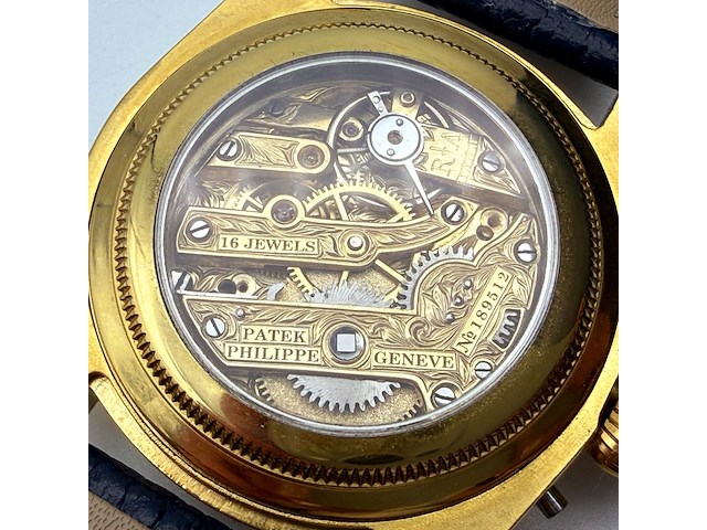 Herenhorloge - patek phillipe horlogisch kunstwerk - antiek zwitsers uurwerk - afbeelding 4 van  14
