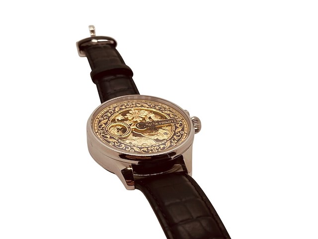Herenhorloge - patek phillipe horlogisch kunstwerk - antiek zwitsers uurwerk - afbeelding 3 van  7