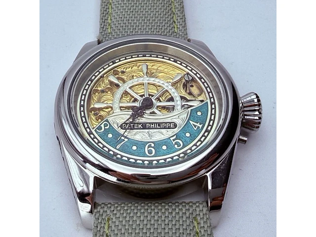 Herenhorloge - patek phillipe horlogisch kunstwerk - antiek zwitsers uurwerk - afbeelding 6 van  13