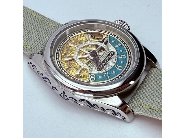 Herenhorloge - patek phillipe horlogisch kunstwerk - antiek zwitsers uurwerk - afbeelding 8 van  13