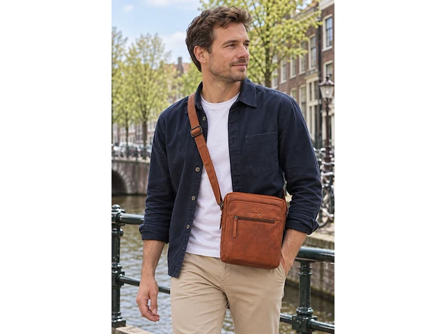 Herenschoudertas dr amsterdam, camel - afbeelding 5 van  6