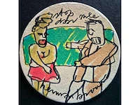 Herman brood - acryl stift op bierviltje - 30 x 30