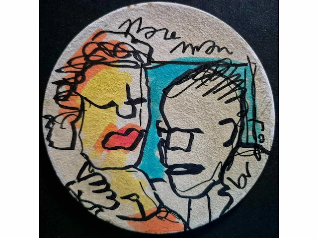 Herman brood - acryl stift op bierviltje - 30 x 30 - afbeelding 1 van  2