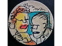 Herman brood - acryl stift op bierviltje - 30 x 30
