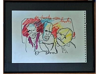 Herman brood - acryl stift op papier - 40 x 50