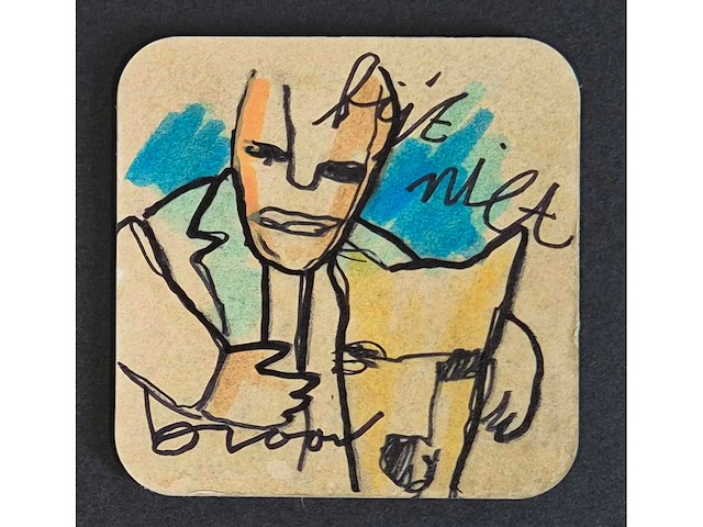 Herman brood - bierviltje - bijt niet - 31 x 31 cm. - afbeelding 1 van  2