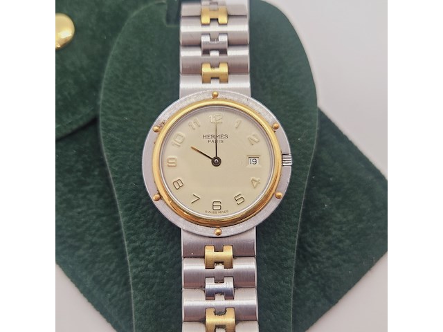 Hermès clipper goldplated two tone horloge - afbeelding 1 van  9